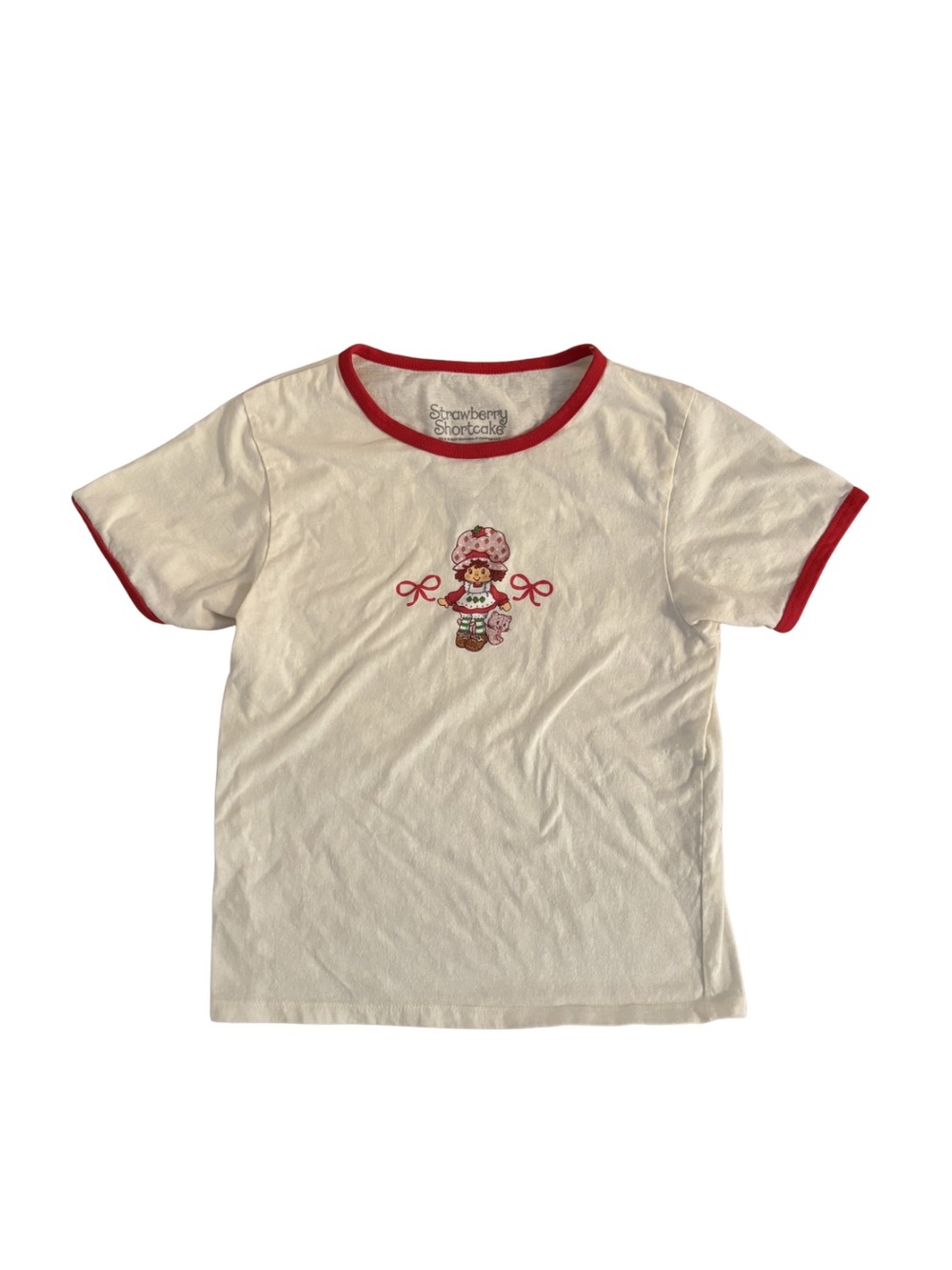 Strawberry Shortcake Vintage White & Red Ringer Tee